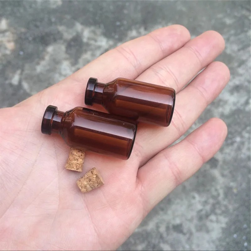 5ml Mini Brown Glass Jars with Cork Empty Tiny Glass Jars Gift Glass Bottles Vials