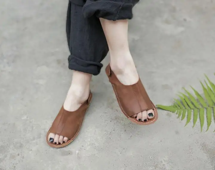 Женские сандалии женские летние сандалии из натуральной кожи на липучке женская обувь на мягкой гибкой подошве(128-8