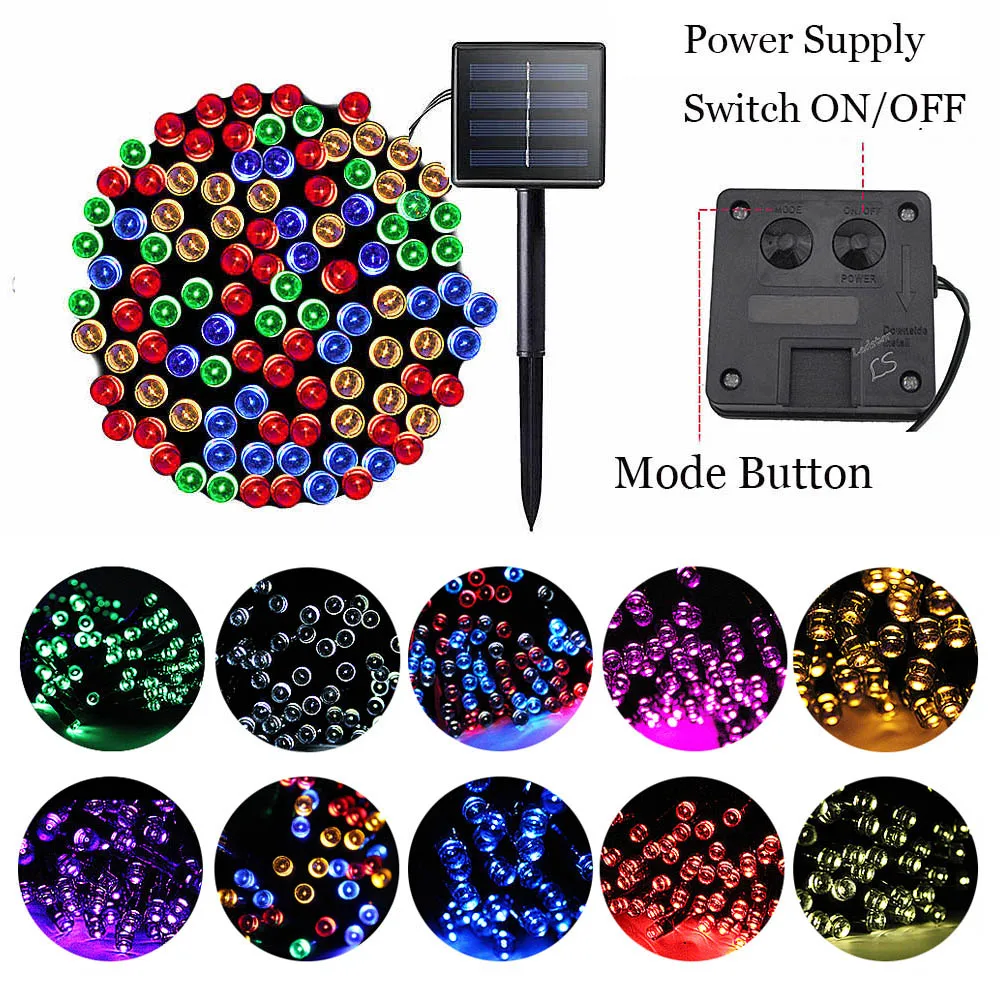 

200 Led Solar String Lights Christmas Tree Decorations for Home Outdoor 3 Mode Festoon Led Light Fairy Garden New Year's Garland