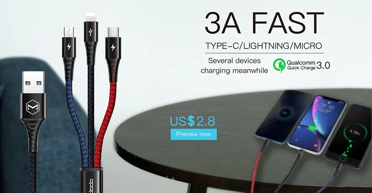 Mcdodo USB-C PD 18W кабель для быстрой зарядки type C для зарядного устройства lightning USB C для iPhone XR XS Max 8 Plus iPad Pro Кабель