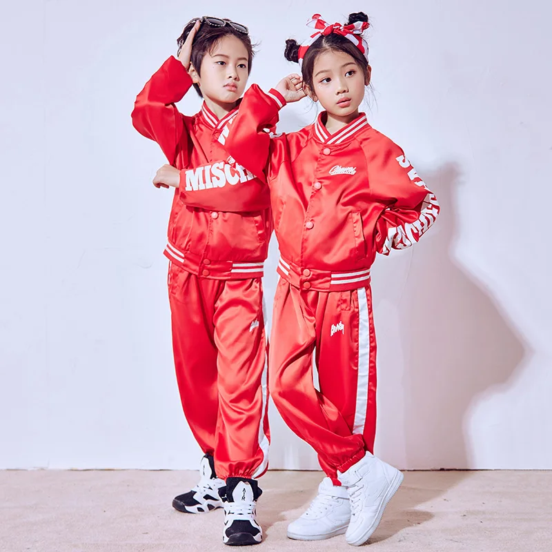 

Hip Hop Dance Costumes Kids Green Long Sleeve Jacket Jazz Costumes Street Dancing Clothing Children's Performance Wear DN4214