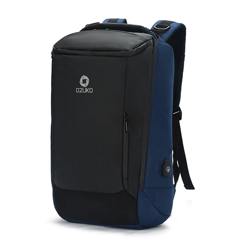 OZUKO 17 дюймов ноутбук мужской рюкзак большой емкости Водонепроницаемые рюкзаки для мужчин мужской USB бизнес рюкзак дорожная сумка Mochila - Цвет: blue
