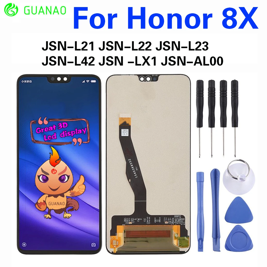 

6.5" For Huawei Honor 8X LCD Display Touch Screen Digitizer Complete Assembly JSN-L21 JSN-L22 JSN-AL00 LCD pantalla replacment