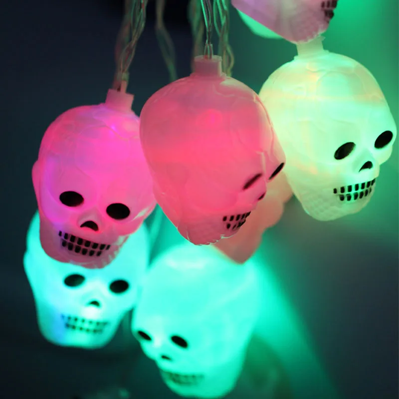 

1.2M 10 LED Colorful Skull String Lights Lamp For Halloween Party Decor Dance Party Hallowen Room Bar Decoration 2018 New