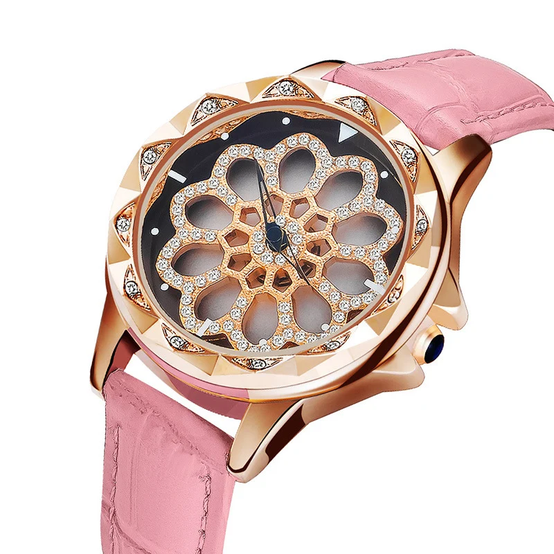 

33mm Cool Rotating Ladies Watch Rose Gold Quartz Watches Woman Waterproof Watch Japan Movement Brand Luxury Fashion Female Clock