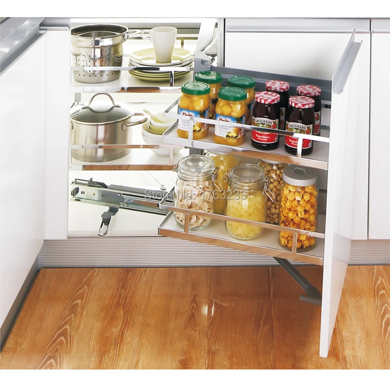 Pull Out Kitchen Cabinet Magic Corner Basket Steel Kitchen Storage