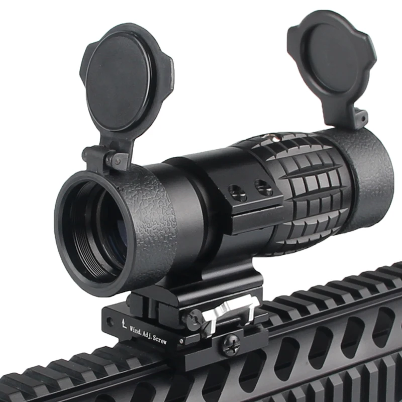 

Tactical 30mm 3X Magnifier Scopes Optics Focus Adjusted Fits Red Dot Sight with Picatinny Weaver Rail Mount With Covers