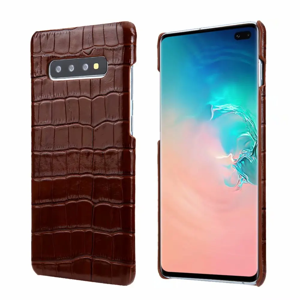 Обувь из натуральной кожи крокодила, grainback чехол для samsung Galaxy S10 S9 плюс крышка Аллигатор телефона чехол для samsung Note 9 8 Lite задняя крышка - Цвет: Коричневый