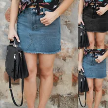 Harajuku faldas/женские модные эластичные однотонные нестандартные джинсовые повседневные ботинки с вырезами Мини-юбка jupe femme gothic saia# C