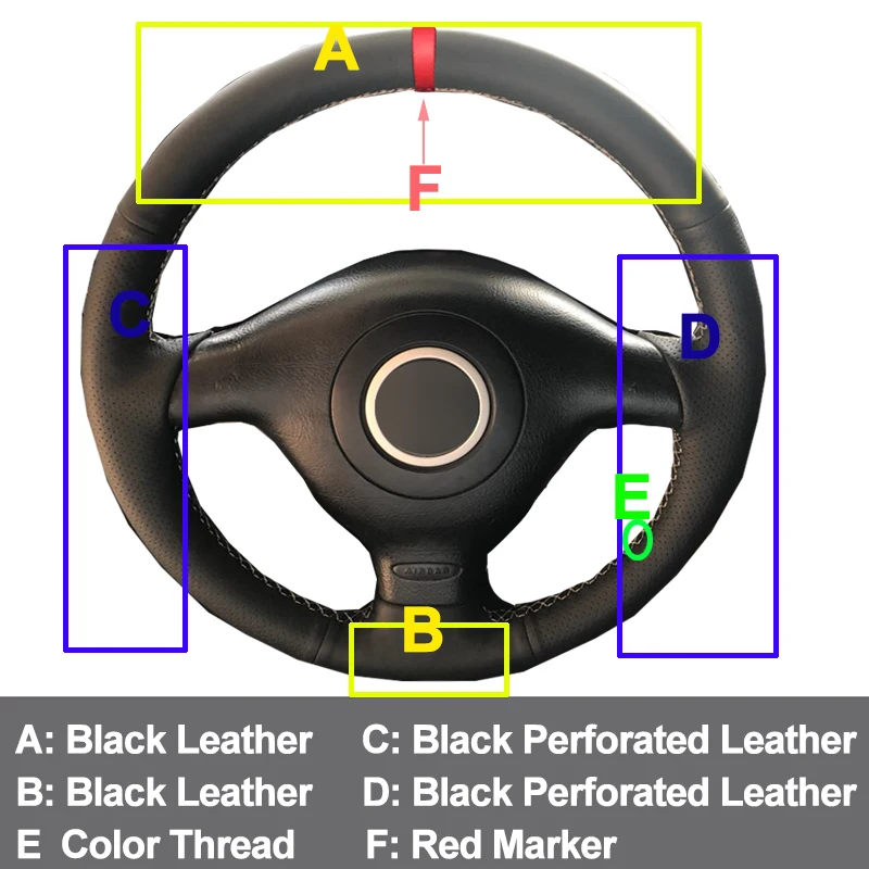 HuiER ручной пошив чехол рулевого колеса автомобиля красный маркер для Volkswagen VW Golf 4 Mk4 Passat B5 1996-2003 Seat Leon 1999-2004 Polo