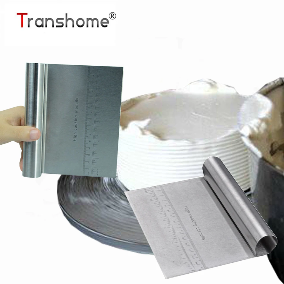 

Transhome Cake Smoother Stainless Steel Cake Scraper Baking/Pastry Pizza Dough Cutter Cake Decoration Tools Baking Accessories