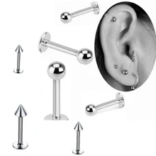 Хирургическая сталь, промышленный пирсинг для губ, 5 шт./лот, 18 г, спираль, 3 мм, шарики, кольца для губ, серьги для пирсинга хрящей, ювелирные изделия для тела