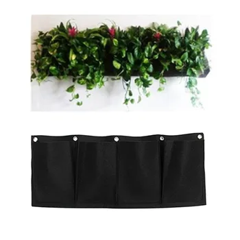 

1PC 65x26cm Non-woven Fabrics Horizontal Hanging Wall Garden 4 Pockets Planting Bags Seedling Wall Planter