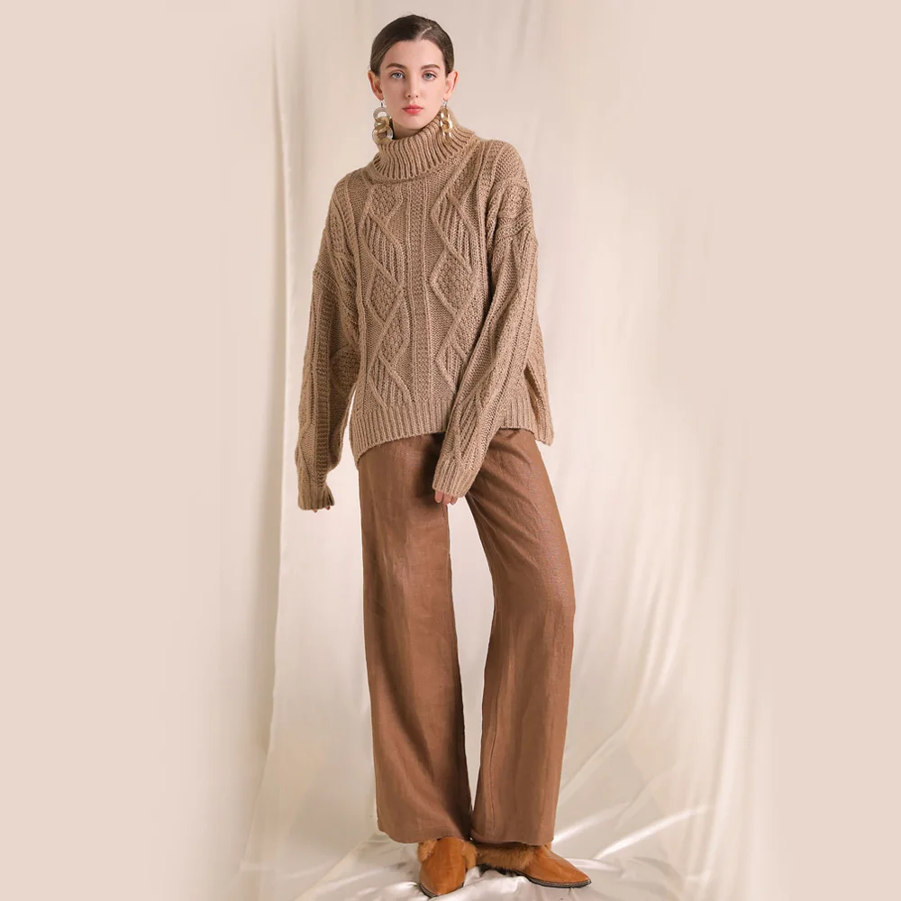 Soid turtleneck loose plus size elastic knit pulloveres sweater 2018 new women autumn winter basic thick sweater Soid turtleneck loose plus size elastic knit pulloveres sweater 2018 new women autumn winter basic thick sweater