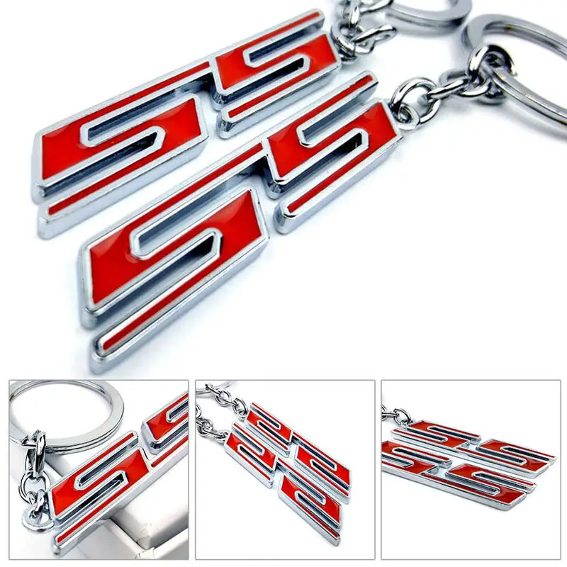 Silver 1pcs Metal SS Super Sport Keychain SS Key Chain Fob Ring for Chevrolet Camaro Car Styling