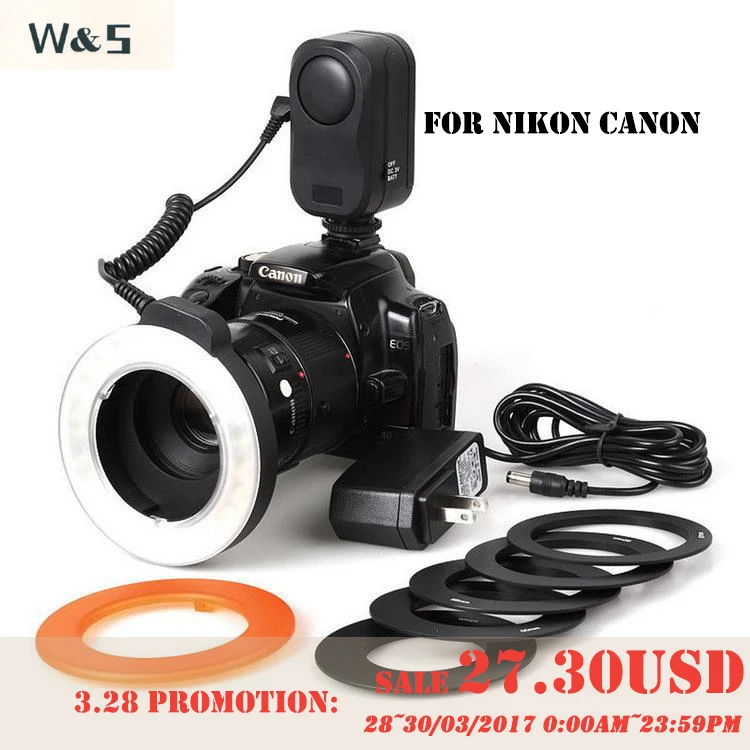 

WANSEN WSLED48 Macro Lighting 48 LED Video Ring Flash Light for Nikon Canon DSLR Camera