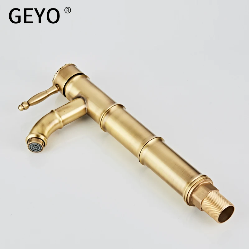 

GEYO Bathroom Faucet Brass Basin Faucets Luxury Tap Tall Bamboo Hot Cold Water With Two Pipes Kitchen Outdoor Garden WC Taps