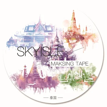 

1pcs Watercolor world Washi tape Traveling around the world building diy collage 40mm * 7m