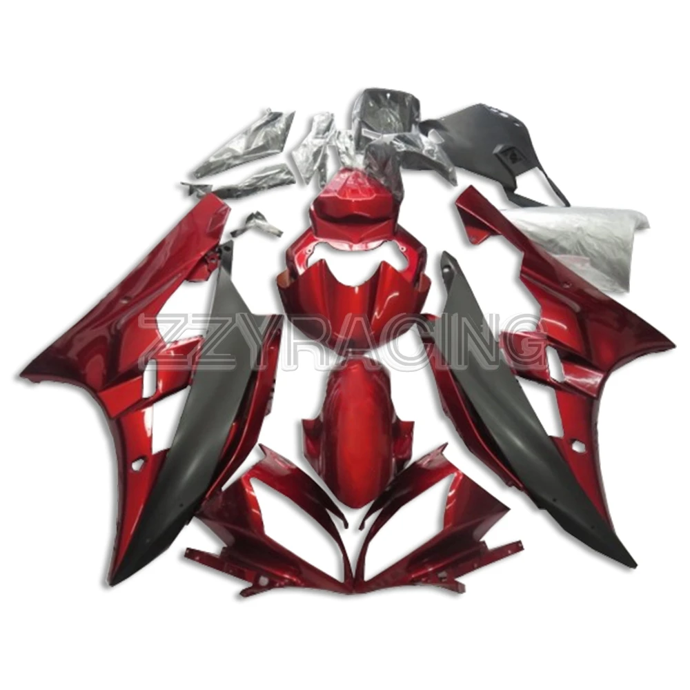

Injection Fairings Kit for Yamaha YZF-600 R6 2006 2007 Complete ABS Plastic Body Kit 06 07 Red Black Cowlings Panels Kit