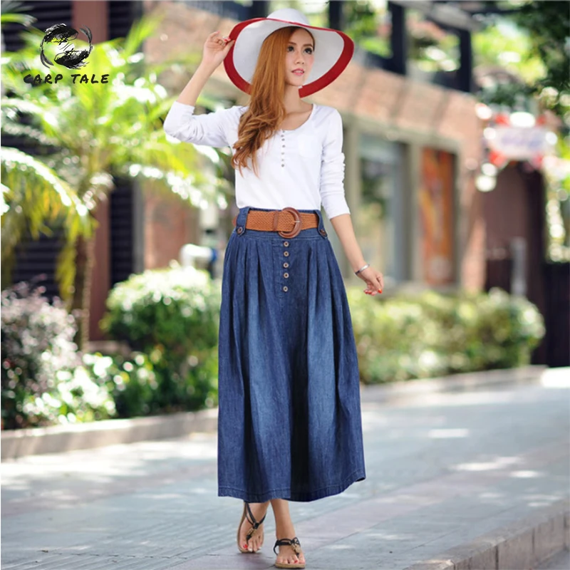 

New Women'S Long Skirt High Waist Button Skirts Women 2019 Spring Summer College Clothes Long Skirt Korean Style Women Clothes