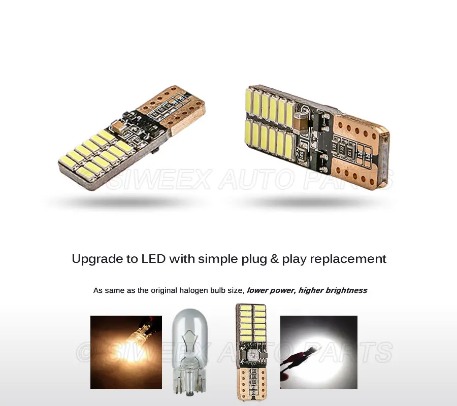 4 шт. T10 W5W 194 светодиодный фонарь 4014 24 SMD боковой габаритный сигнальный фонарь лампа приборной панели без мерцания/стробоскопа 12 вольт белый