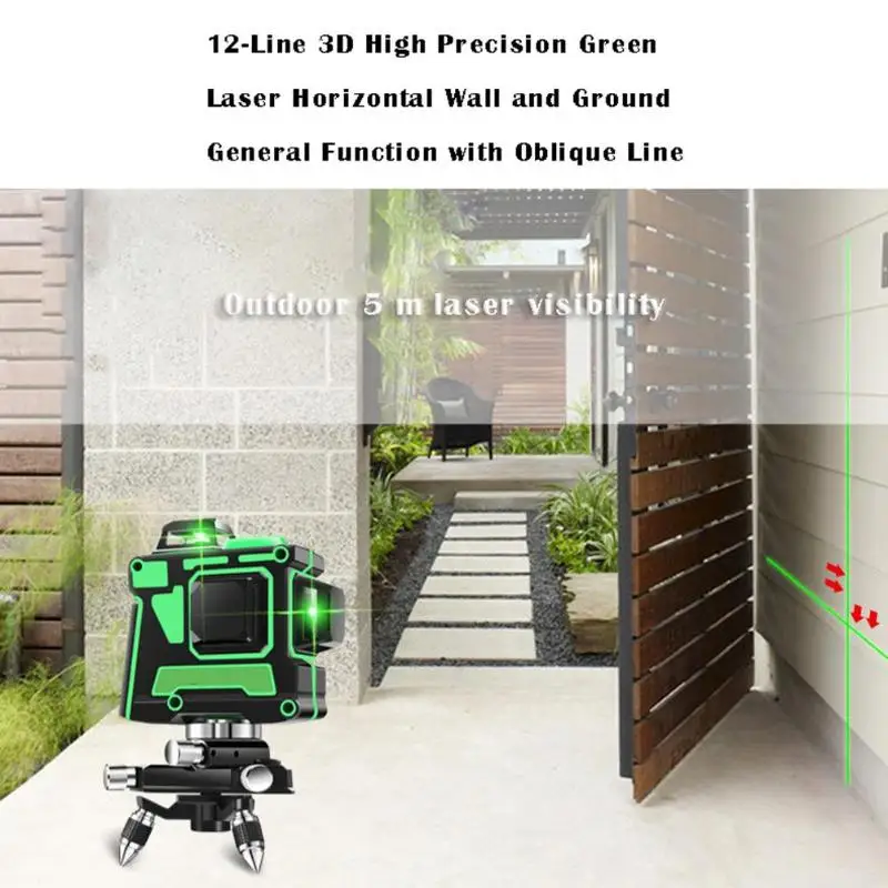 Линия 12 3D высокое качество Зеленая лазерная горизонтальная стены землю лазерный уровень