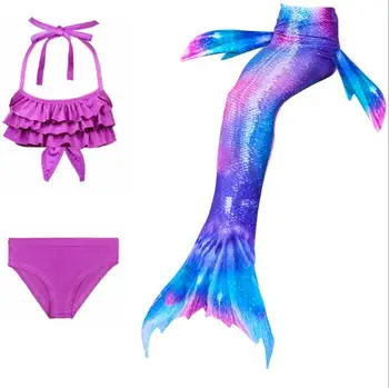 

wholesale girl dress 2019 New Children Mermaid Tails swimsuit Kids Girls Costumes Swimming Performing Costume for girls 3-12Y