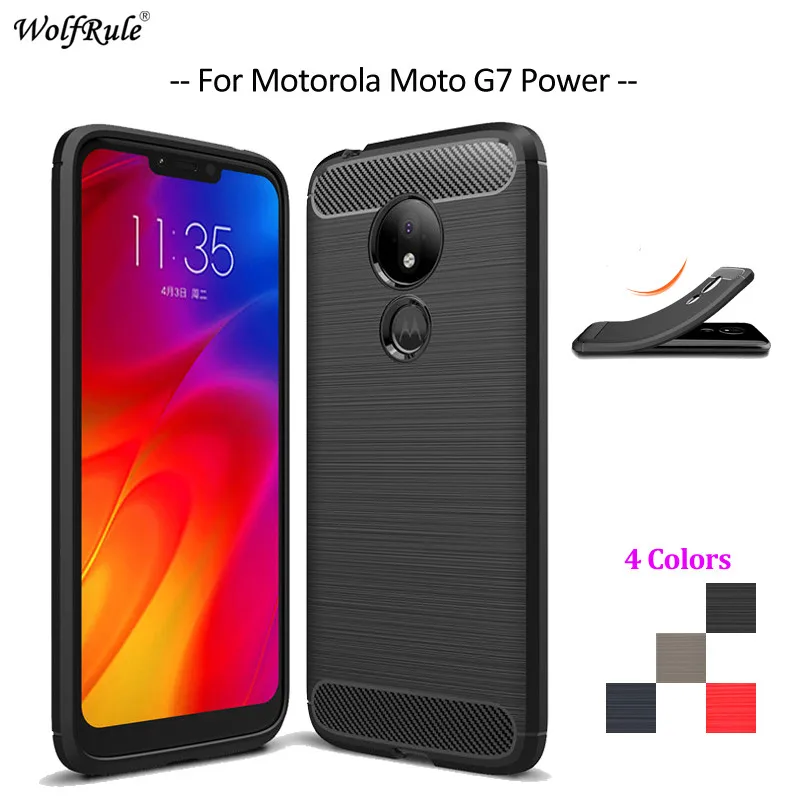 Чехол из углеродного волокна для телефона Motorola Moto G7 Power мягкий чехол ТПУ задняя