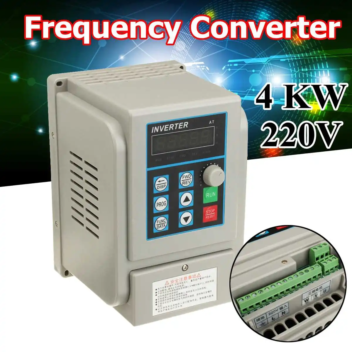 

AC 220V Frequency Converter 4KW Variable Frequency Drive Converter VFD Speed Controller Converter CNC Spindle motor speed