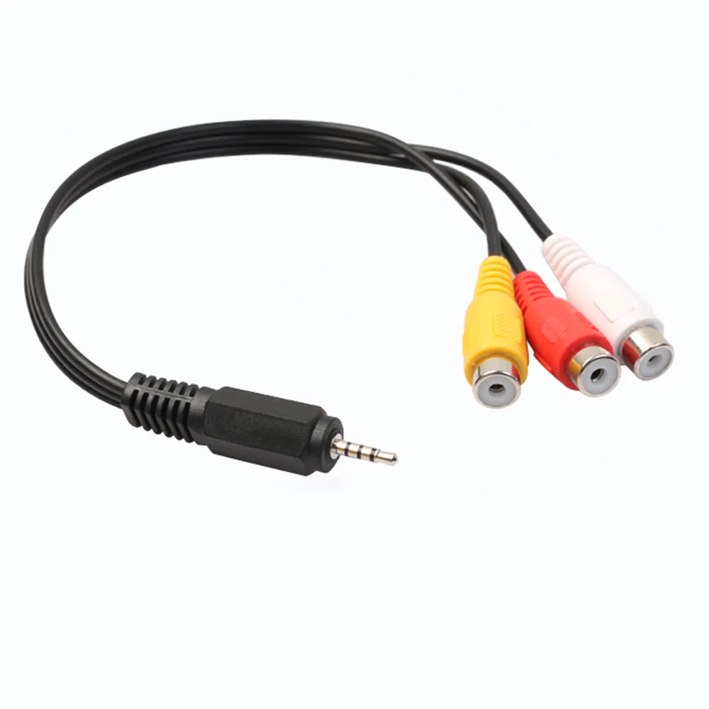 

Ecosin2 Computer Cables & Connectors 3.5mm Mini AV Male To 3RCA Female M/F Audio Video Cable Stereo Jack Adapter QQ60