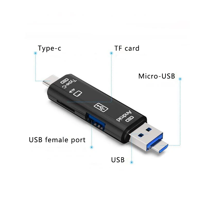 3 в 1 type-C кард-ридер Micro usb type-C флэш-накопитель адаптер разъем Высокоскоростной TF кард-ридер белый черный