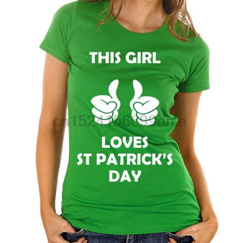 

THIS GIRL LOVES ST PATRICKS DAY GREEN WOMENS IRISH IRELAND T SHIRT