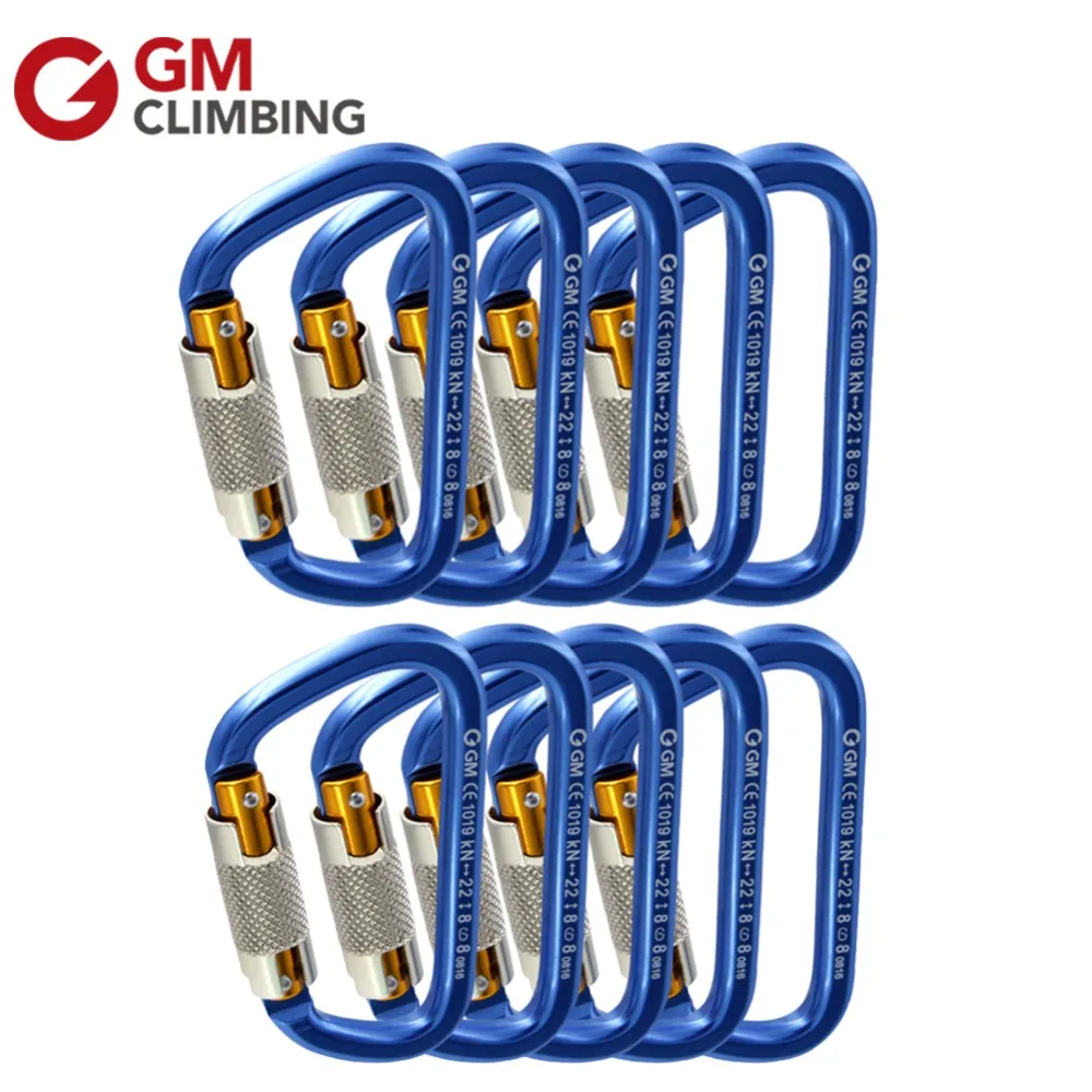 10pcs/lot Aluminium Mountain Climbing Carabiner 22KN/5000lbs Automatic