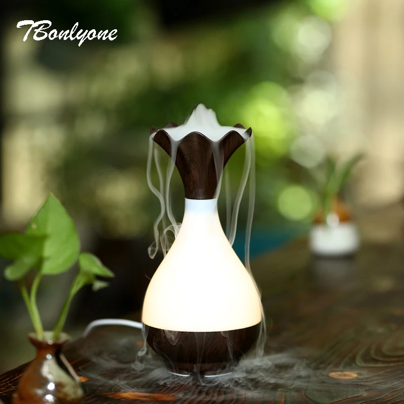 TBonlyone 95ML USB Type Aroma Lamp Diffuser Air Humidifier Wood Grain
