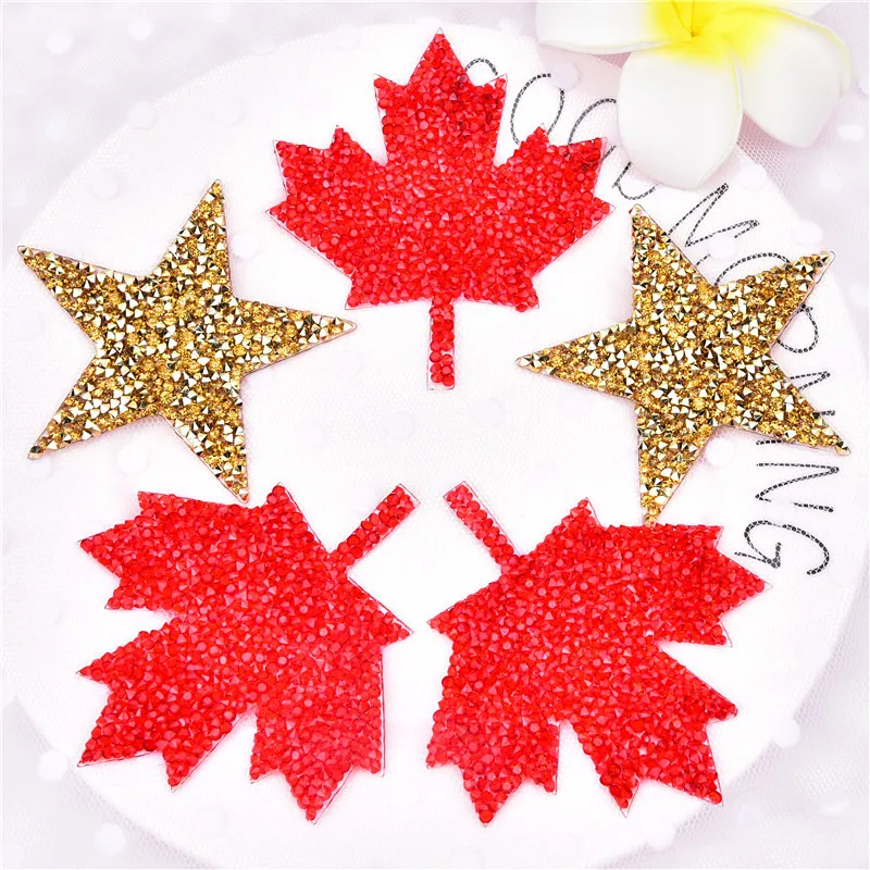 

10pcs gold star design hotfix rhinestones heat transfer design iron on DIY motifs patches applique for kids garment bag shoe
