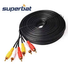 Superbat 33 футов premium 3 RCA позолоченные композитный Расширение Аудио Видео кабель av