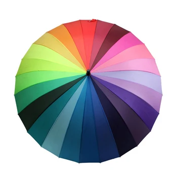 

2pcs High Quality Large 24k Rainbow Umbrella Long Handle Straight Rain/Sun Umbrellas Windproof Man/Male Umbrella Rain Women 16K