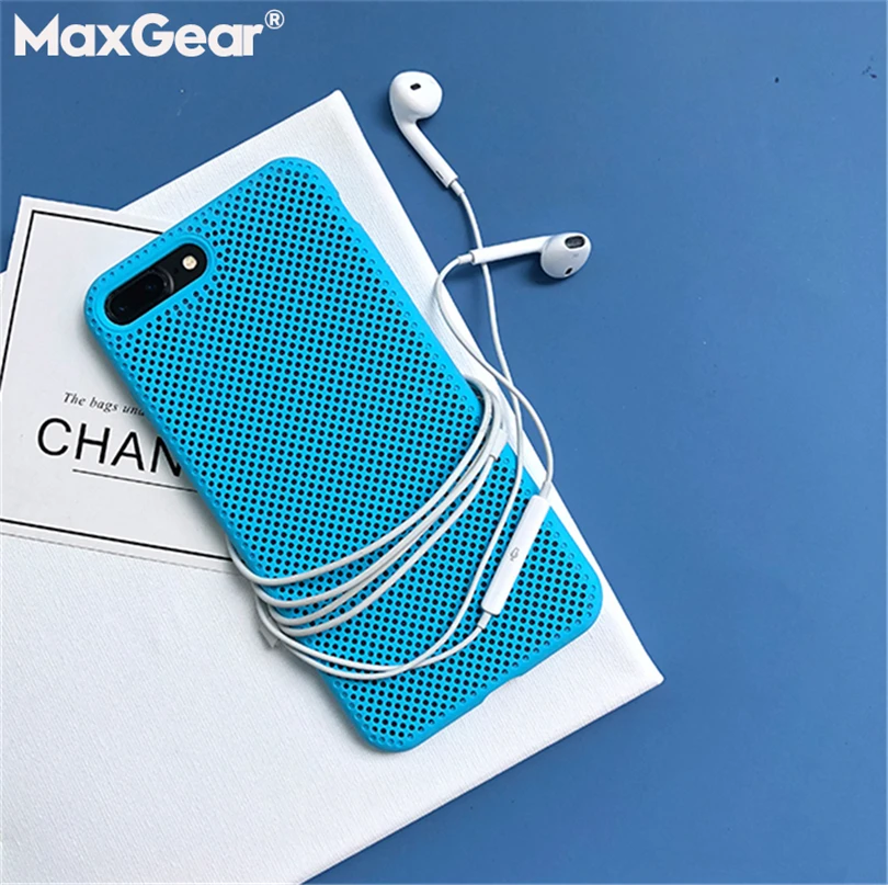 

Mesh Radiating Phone Cases For iPhone 6 6S 7 8 Plus X Candy Color Soft Liquid Silicone Case XR XS Max Breathable Dot Cover 8Plus
