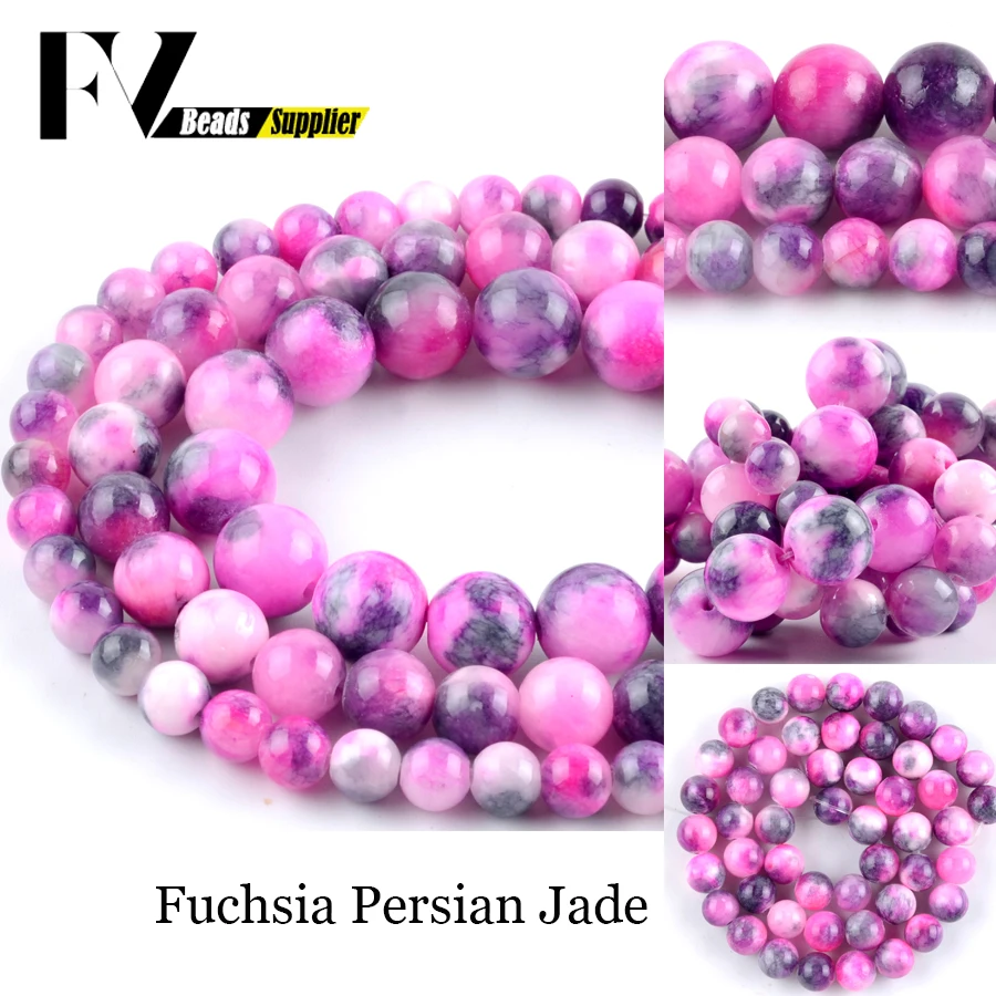

Natural Fuchsia Persian Jades Stone Beads for Needlework Jewelry Making 6 8 10mm Gem Spacer Beads Diy Handicraft Accessories 15"