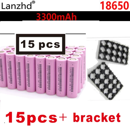 8-30PCS 18650 Batteries 3.7V Li ion 3300mAh 30A 18650VTC7 INR18650 battery with fixed bracket 18650 Holder and Splicing Bracket - Цвет: 15 pcs and bracket