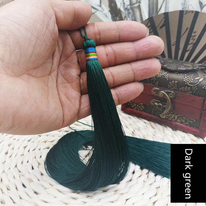 2 шт. 33 см очень длинная оплетка кисточка DIY Ювелирные изделия домашний текстильный занавес одежда декоративная изготовление талисманы Подвески Ремесло кисточки - Цвет: Dark green