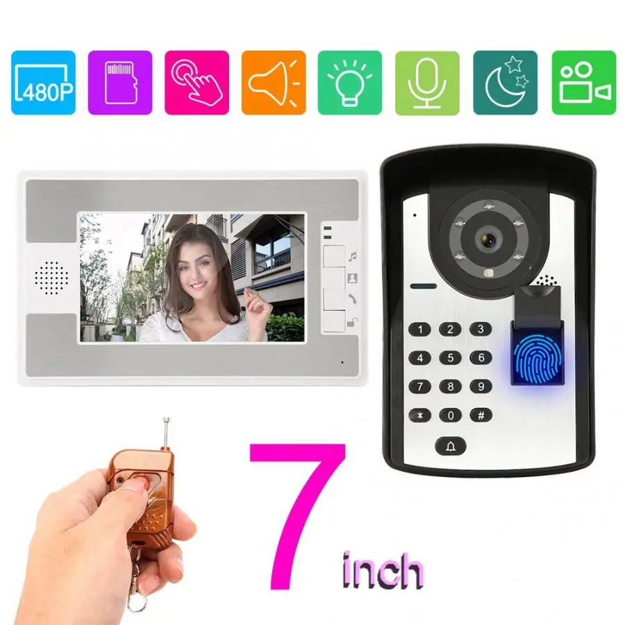 Deurbel met камера 7in RFID пароль видео телефон двери внутренняя Проводная связь дверной звонок комплект без блокировки 812FD11 дверной звонок, камера