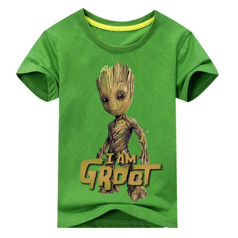 Детская футболка «I Am Groot» для детей, летняя футболка с короткими рукавами, топы, одежда детские Забавные футболки с 3D принтом, костюм топ для мальчиков и девочек, DX038