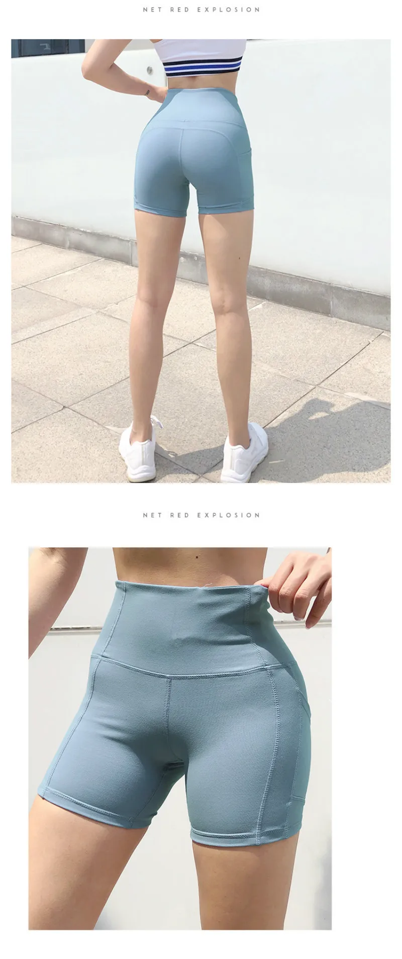 Сексуальная Спортивная одежда для бега Yogaings нейлоновые шорты Butt Lift тренировки тонкие тренажерные залы Капри женские эластичные с высокой талией С Карманами Шорты