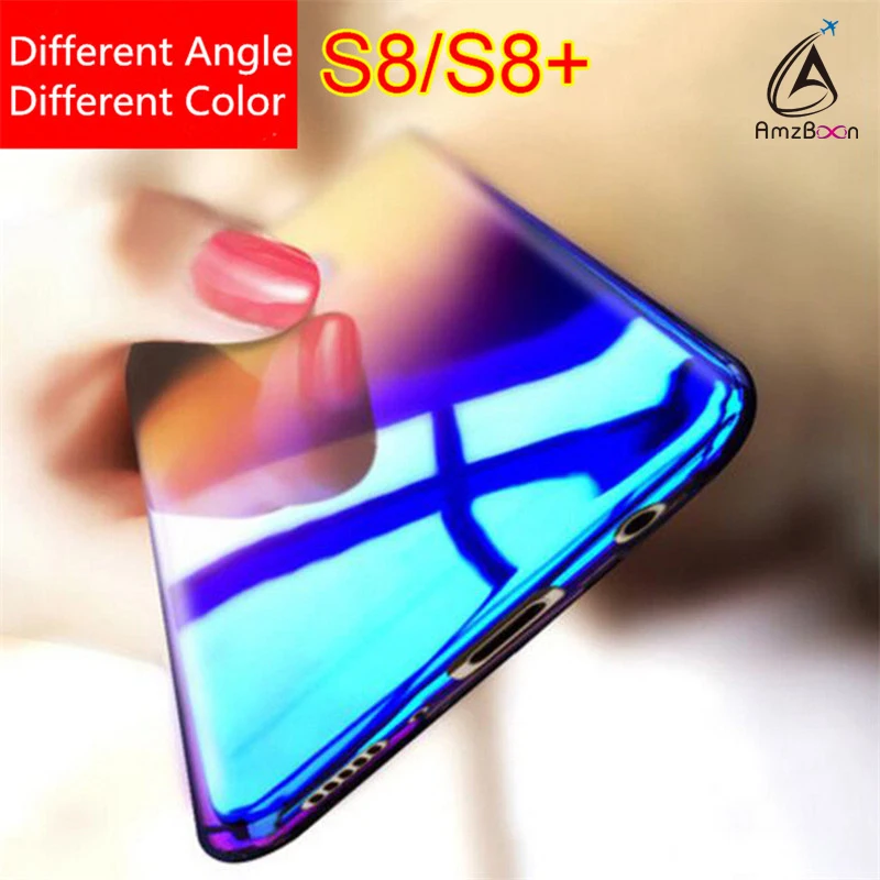 

Amzboon Case For Samsung Galaxy S8 Plus S7 edge Aurora Gradient Color Transparent Case For Note 8 9 light Cover Hard PC Cases