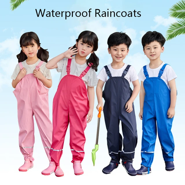 Rain Trousers Kids PU Baby Girl Overall Waterproof Boys Pants Yellow