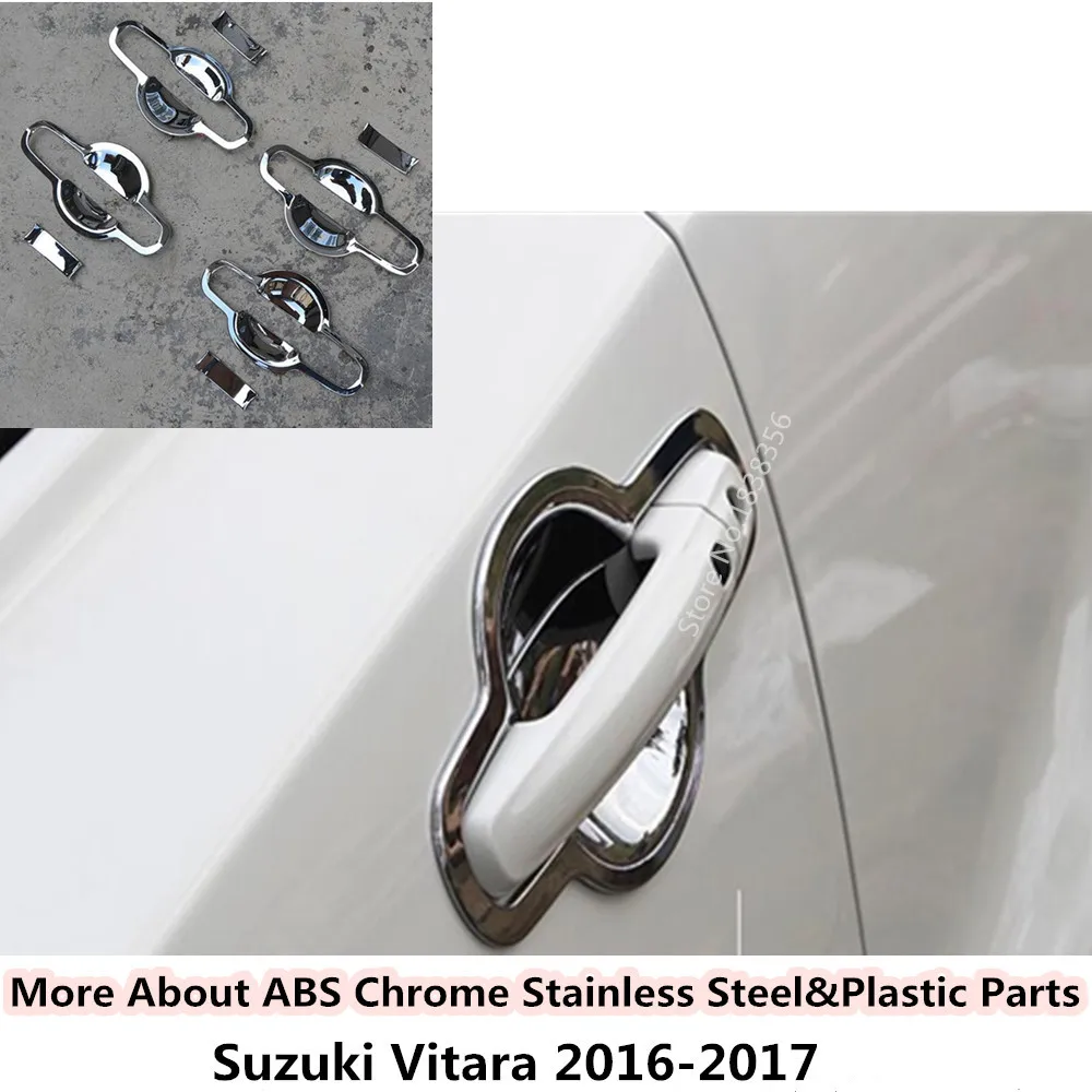 

Hot 8pcs for Suzuki Vitara 2016 2017 2018 car body styling cover detector trims ABS chrome External door Bowl stick lamp frame