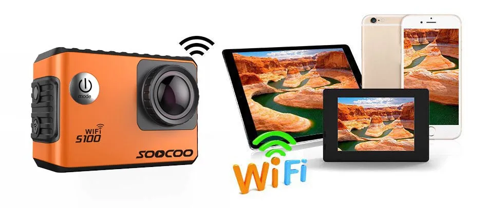 SOOCOO S100 2,0 экран с разрешением 4 K Wifi Экшн-камера, спортивные DV с водонепроницаемым чехлом и возможностью погружения на глубину до 30 м