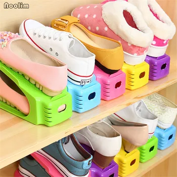 

NOOLIM 10pcs Plastic Shoes Storage Rack Shelves Double-Wide Adjustable Shoes Holder Save Space Shoes Organizer Stand Shelf