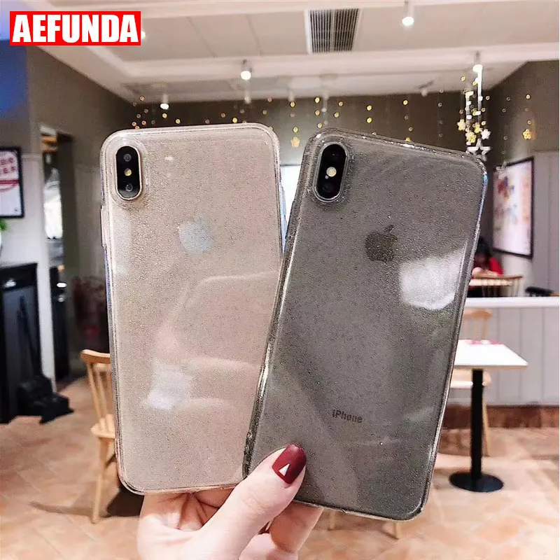 

Glitter Bling Anti knock Transparent Phone Case For iPhone X XR XS Max 6 6S 7 8 Plus Fashion Clear Back Cover Candy Color Cases